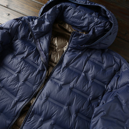 Men's Plus Size Hooded Down Jacket - Export Overstock Fully Glued Filled Lightweight Warm Autumn Winter Coat