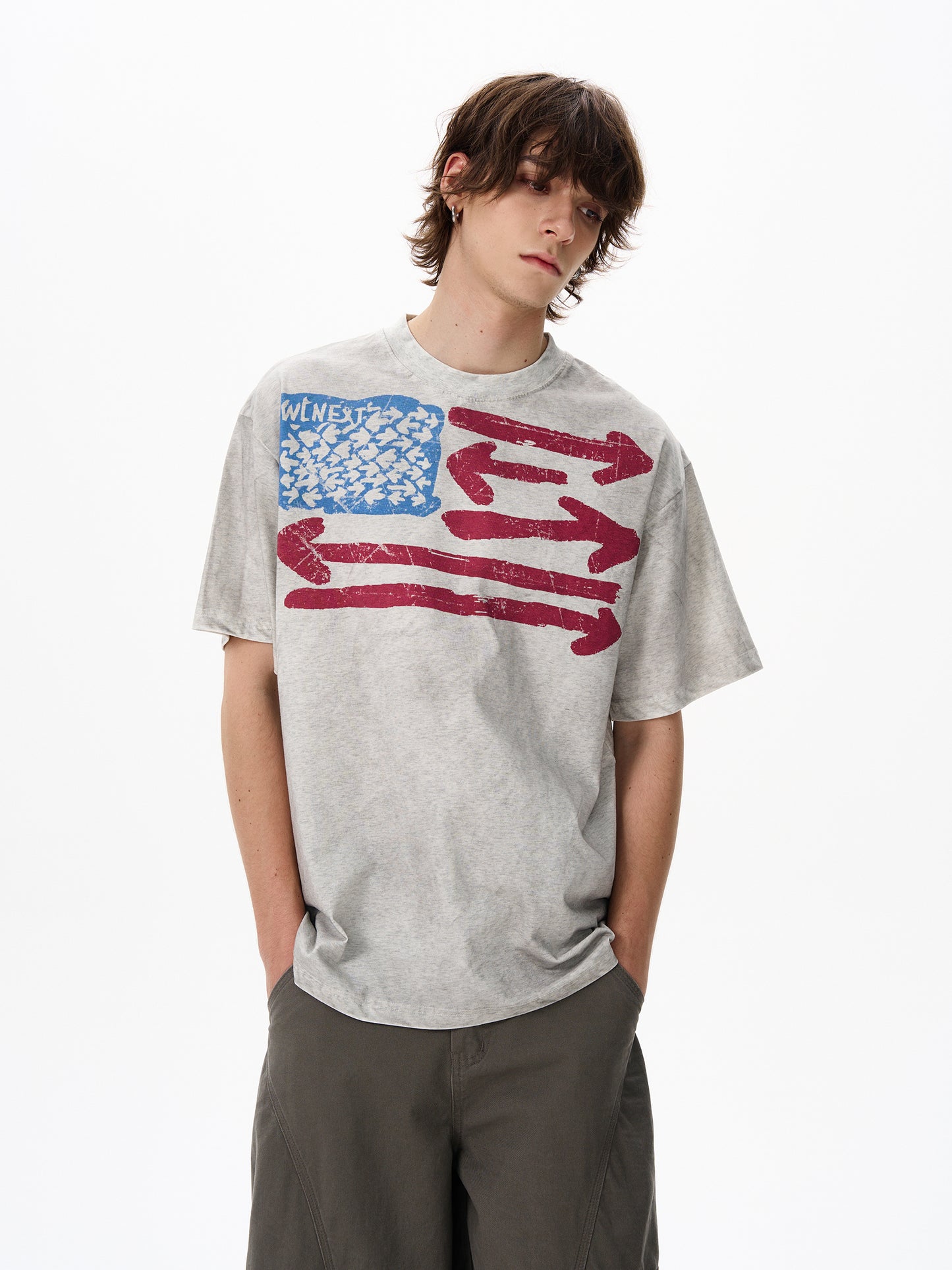 American Retro Dirty Short Sleeve T-Shirt for Men Ins Trendy Brand Fashion Cool Niche Top Couple Tee