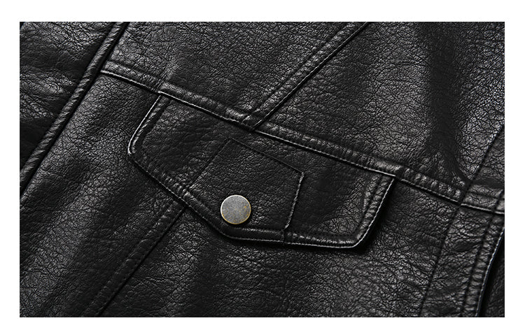 American Retro Lychee Grain Leather Jacket for Men, Spring and Autumn New Style, Cool Motorcycle Jacket, Short Workwear Stand Collar Jacket, Trendy