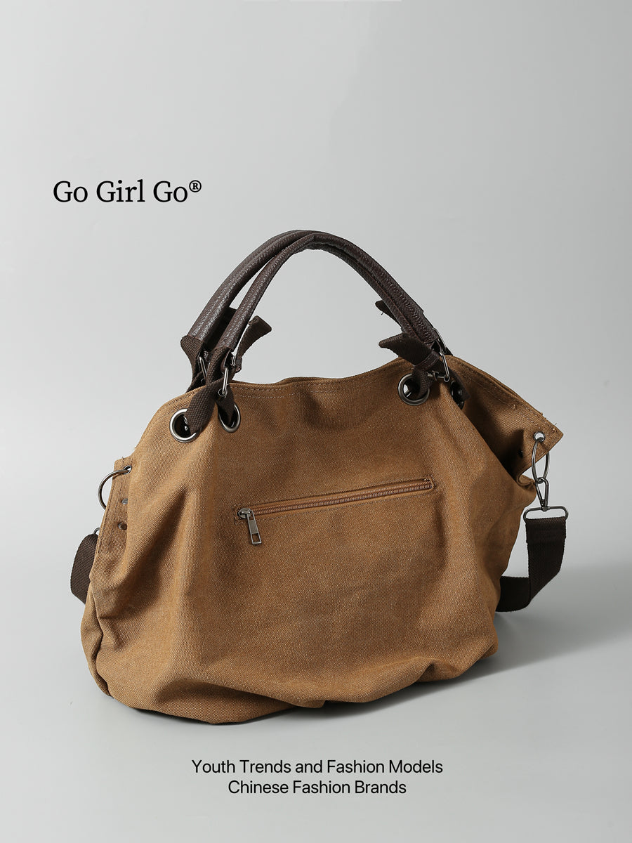 2025 New American Style Workwear Retro Commuter Large Bag Crossbody Canvas Tote Bag Melard Color Series Tote Bag