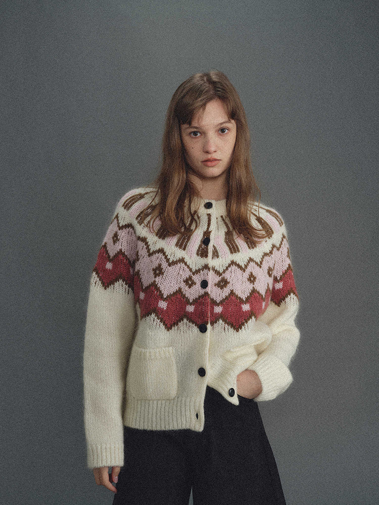 Shyshy Two Colors Choose Your Price Mohair Raw Materials Hand-Painted Design Sense Fairisland Sweater Cardigan Wool Top