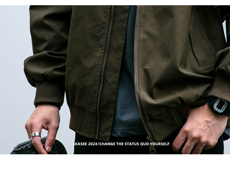 Men's American Style Waterproof Coach Jacket - Trendy Stand Collar Outdoor Windbreaker