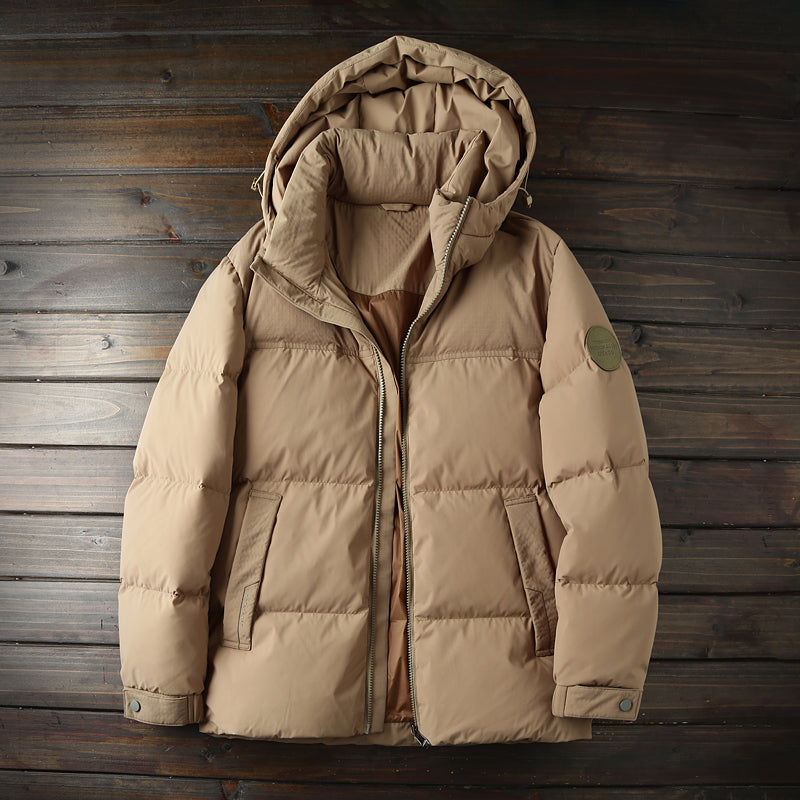 Men's Plus Size Export Overstock Puffer Jacket - High-Puff Hooded Thickened White Duck Down Coat
