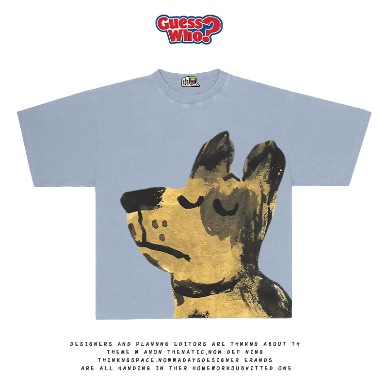 All Nature “Artist Cat” Hand-Painted Graphic Tee – Summer Short-Sleeve Fun Illustration