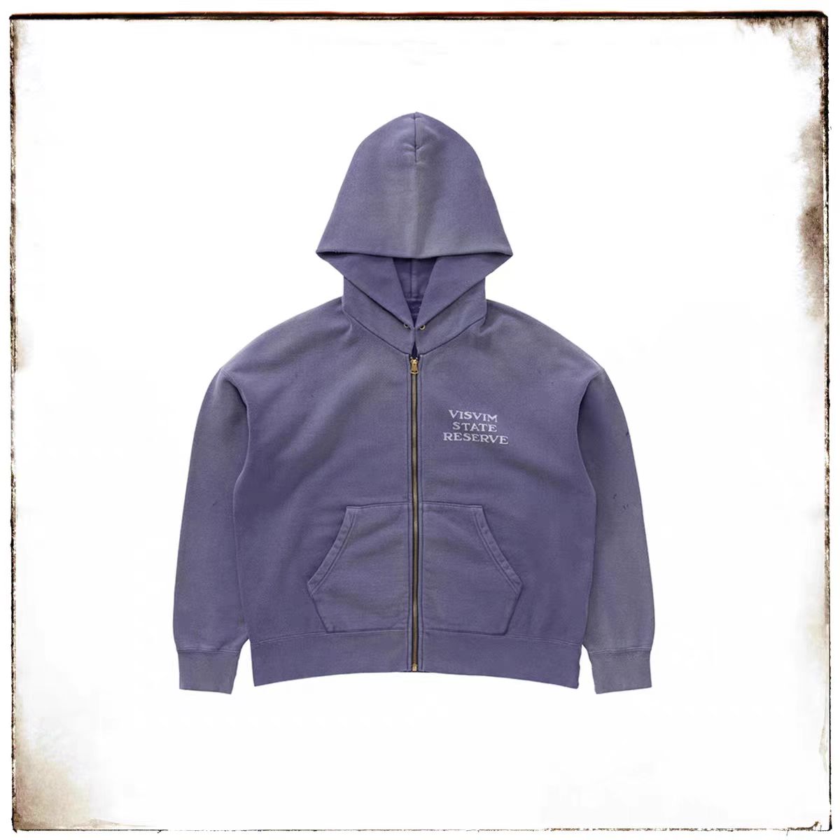 Japanese Trend All-Cotton Washed Vintage Distressed Zipper Hoodie