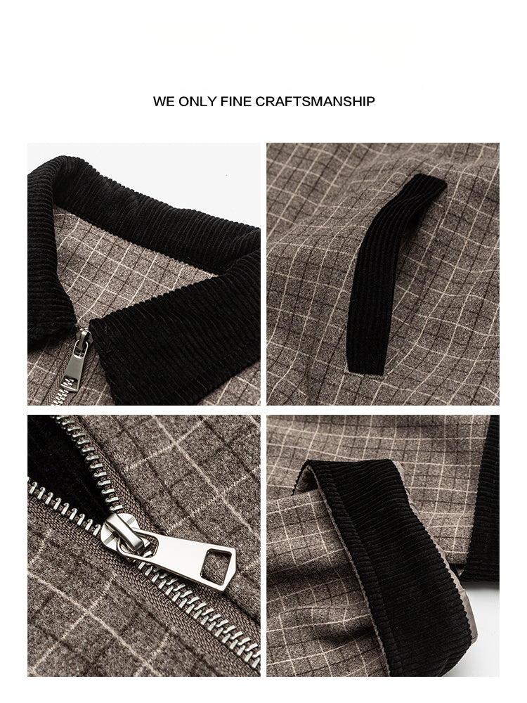 GPStudio American-Retro Patchwork Plaid Harrington Jacket – High-End Old-Money Streetwear