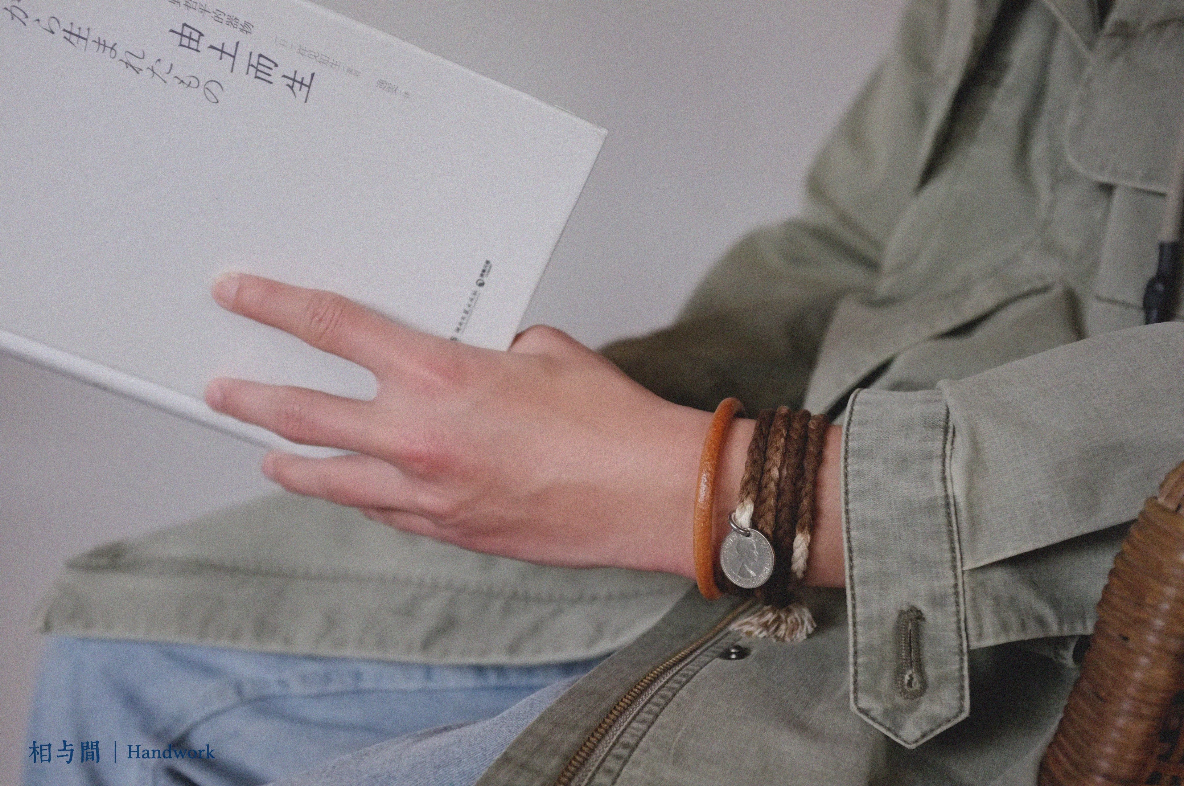 Sixpenny Lucky Coin Plant Dyed Woven Hand Strap National Fashion Original Necklace Bracelet Dual-Use