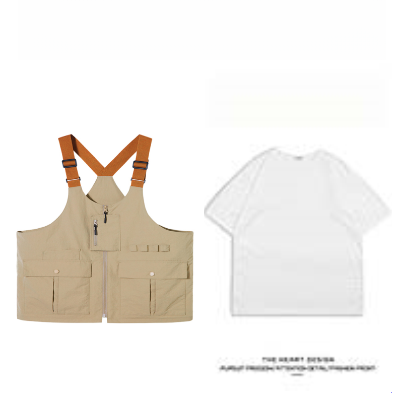 Unisex Convertible Workwear Vest – Textured Woven Multifunctional Top & Single Shoulder Bag – High Street Trendy Brand