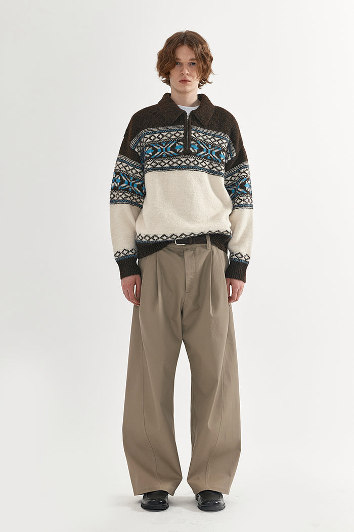 Coke Life Carpem Unisex Retro Fair Isle Sweater Jacket - Autumn Wool Zipper Loose Lazy Style Top