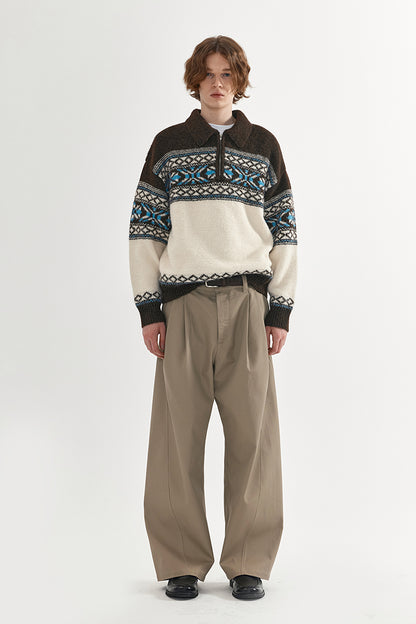 Coke Life Carpem Unisex Retro Fair Isle Sweater Jacket - Autumn Wool Zipper Loose Lazy Style Top