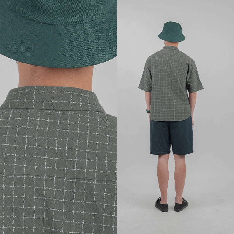 Summer Plaid Short Sleeve Shirt Fleece Unisex Loose Japanese Style Literary Casual Thin Versatile Shirt