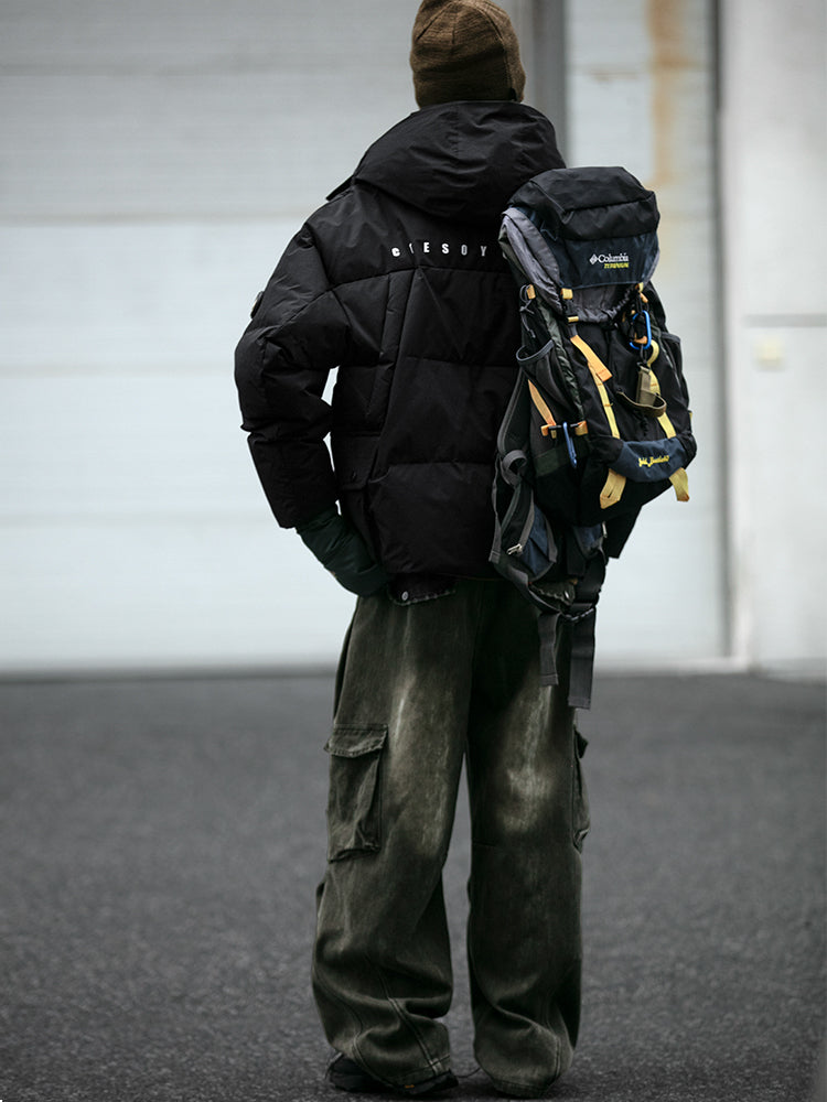 Cleanfit Deconstructed Patchwork Design Down Jacket for Men Winter Couples Outdoor Windproof Workwear 90 White Duck Down Coat