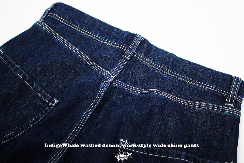IndigoWhale High-Rise Button-Washed Denim Chino Jeans – Loose Straight Chino Style