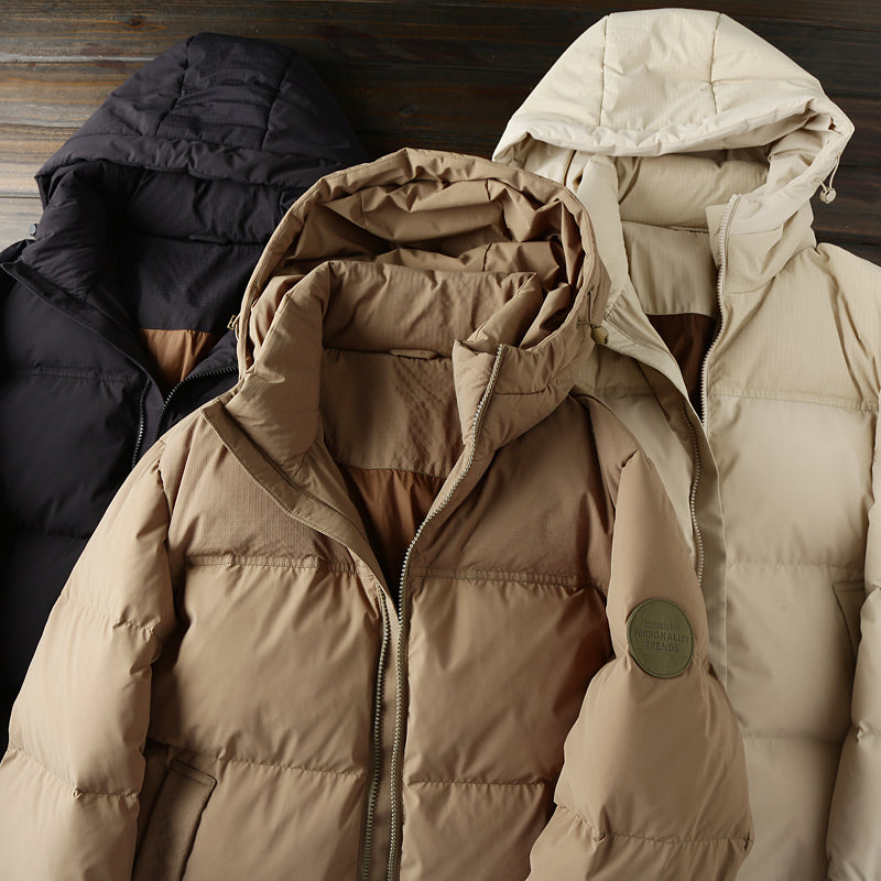 Men's Plus Size Export Overstock Puffer Jacket - High-Puff Hooded Thickened White Duck Down Coat