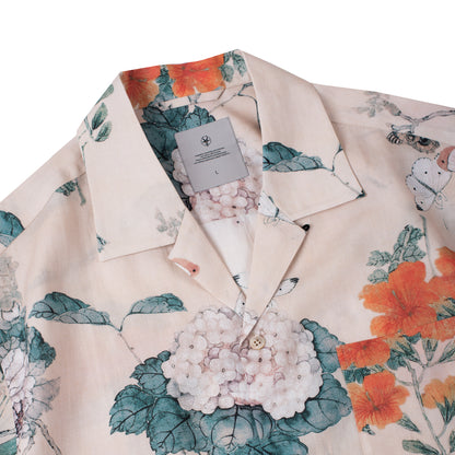 Retro Cuban-Collar Hawaiian Print Short-Sleeve Shirt – Cotton Poplin (Unisex)