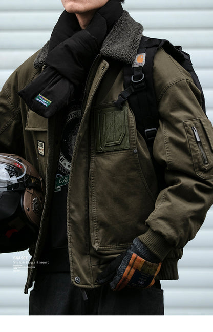 American Retro MA-1 Flight Jacket - Lambswool Collar 90% Down Bomber Coat