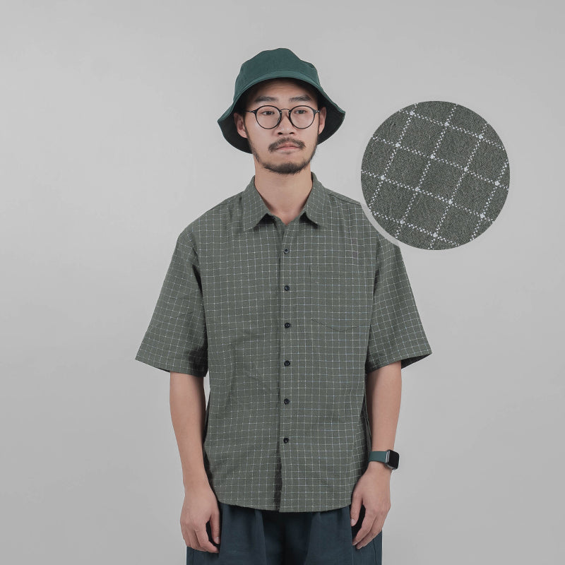 Summer Plaid Short Sleeve Shirt Fleece Unisex Loose Japanese Style Literary Casual Thin Versatile Shirt