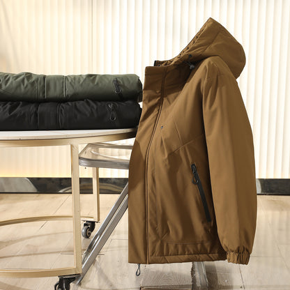 Men's Plus Size Euro-American Style Winter Jacket - Windproof Waterproof Hooded Thickened Cotton Coat