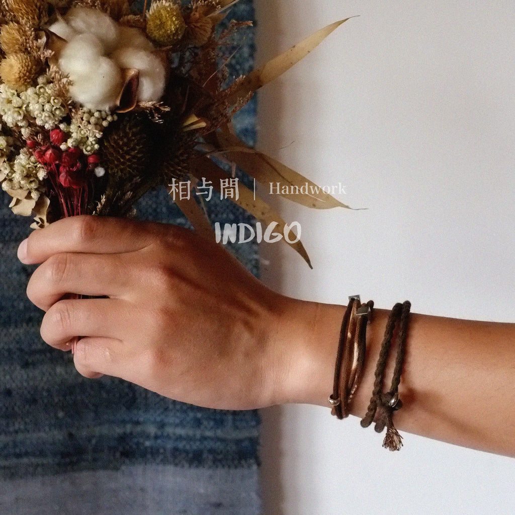 Original Design Multi-Layer Plant Dyed Cotton and Linen Handmade Bracelet 925 Silver Niche Tie-Dye Couple Bracelets