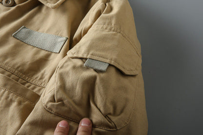 Japanese Retro Washed Multi-Pocket Military Workwear Jacket - Thickened Cotton Coat