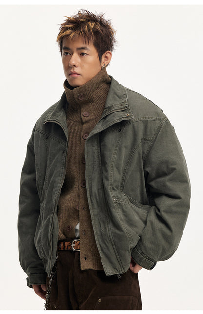 Frost Ice Texture Leather Jacket – Loose Heavyweight Winter Unisex
