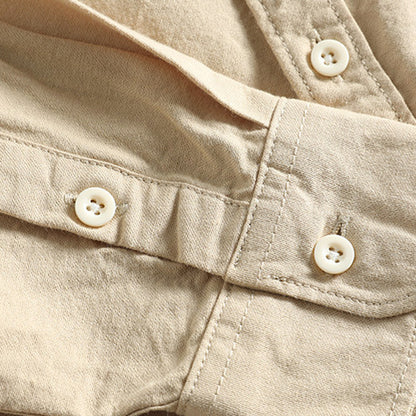 Japanese Literary Retro Stand Collar Long Sleeve Shirt - Loose Casual Unisex Pure Cotton Shirt