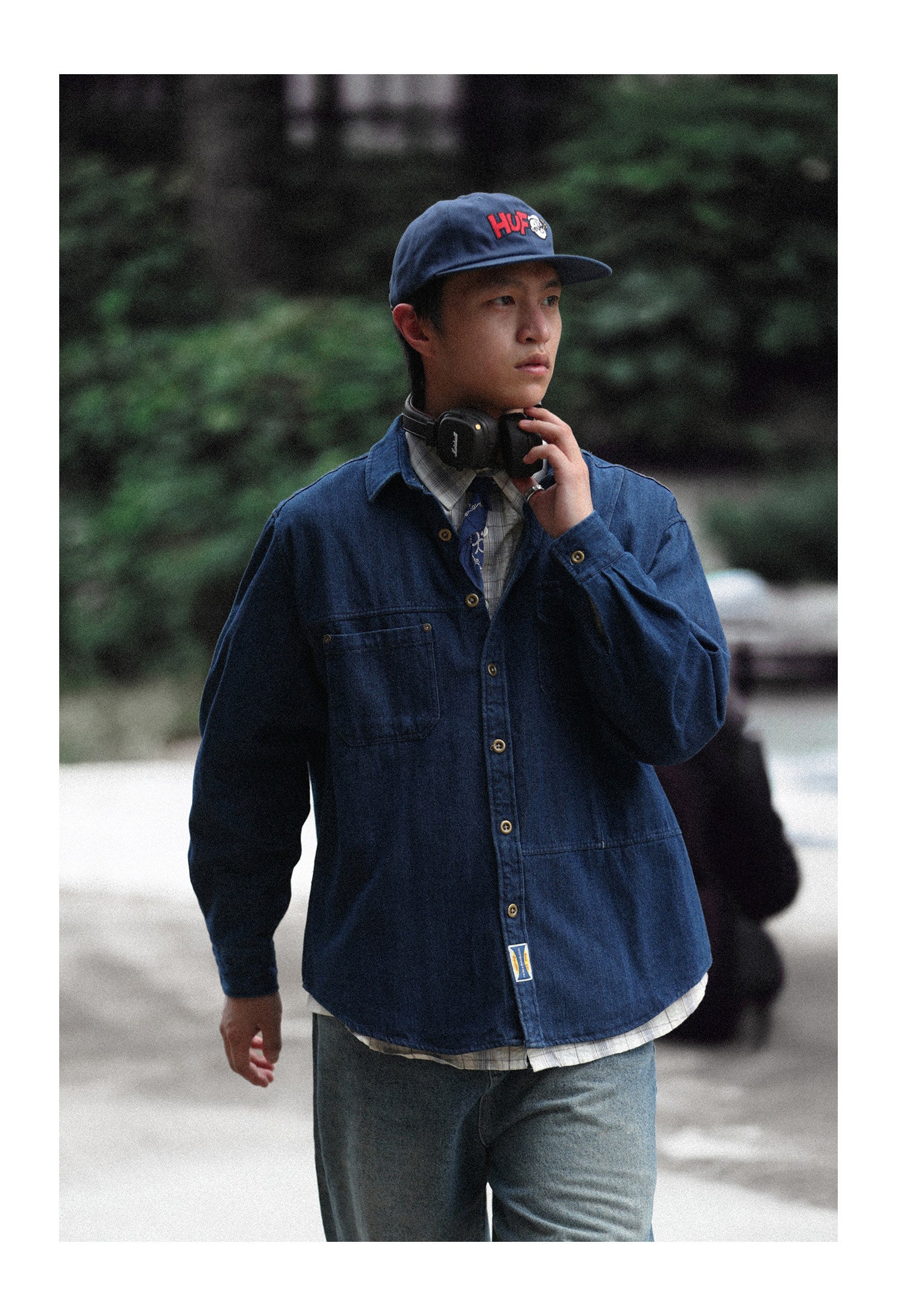 Japanese Vintage Denim Shirt – Loose Long Sleeve Men – Japanese vintage | yamalin clothes | Yamalinclothes