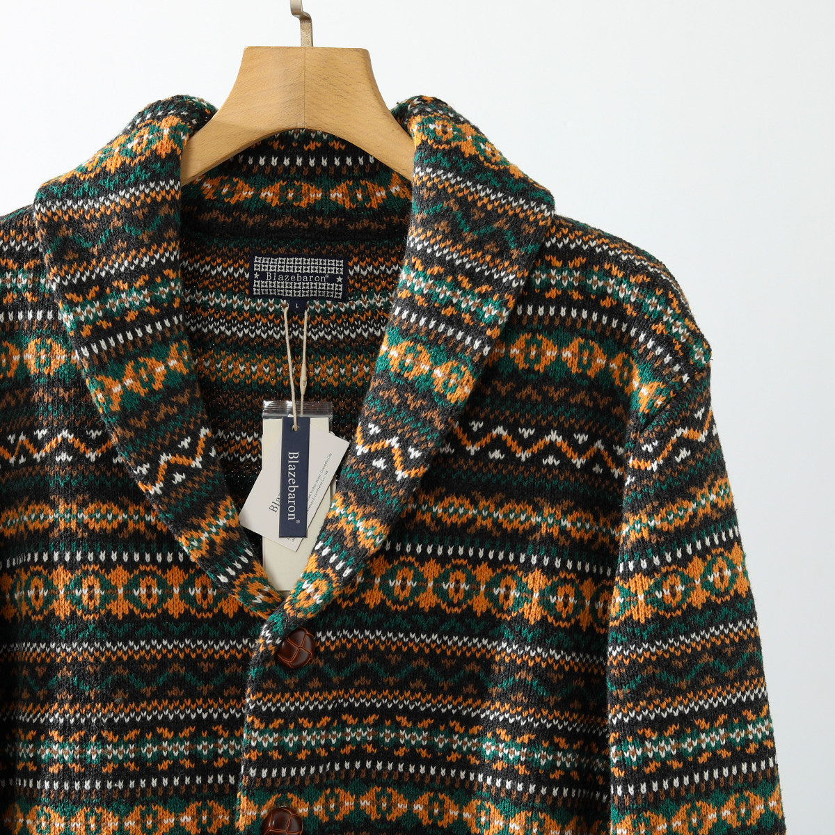 Nordic Fair Isle Knit Cardigan – Wool Blend Jacquard Men – Japanese vintage | yamalin clothes | Yamalinclothes