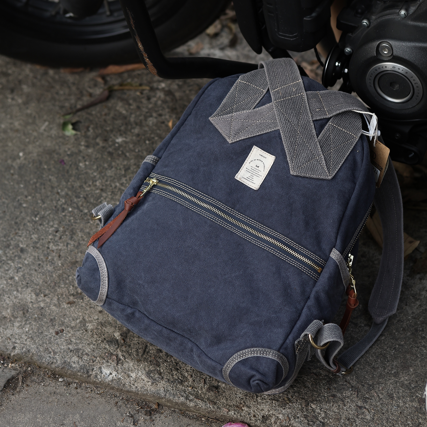 Vintage Canvas Backpack – 20oz Heavyweight Leather Trim