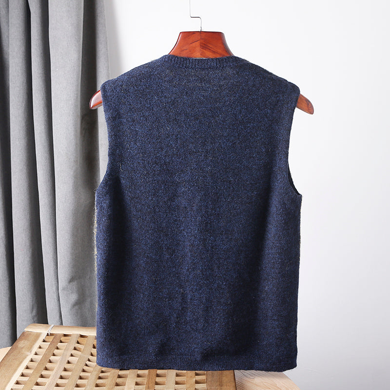 Heavy goods Italian order! Mohair + wool autumn and winter men's knitted cardigan sweater vest