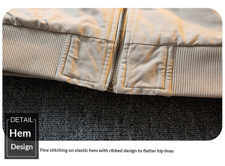 Lambswool Stand Collar Workwear Bomber Jacket – Fleece Lined Unisex Winter