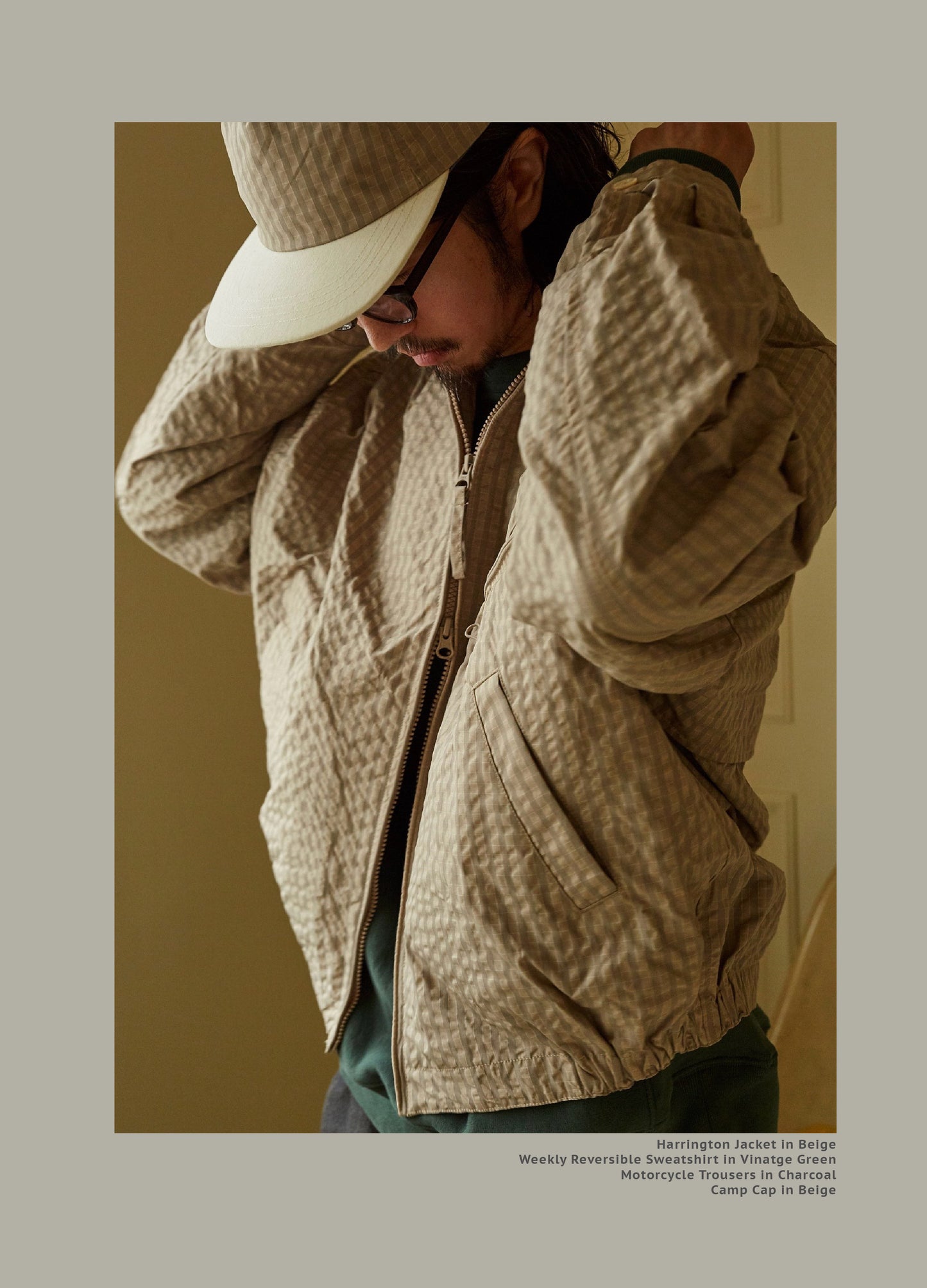 FW24 Vintage Harrington Jacquard Jacket - Yamalin Plaid Texture Memory Fabric Lapel Jacket