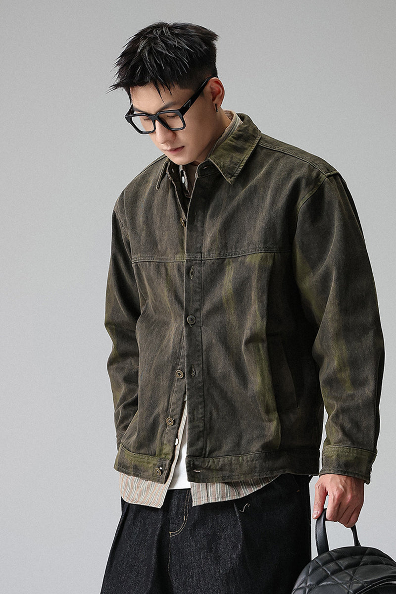 Tie-Dye Washed Cargo Jacket – American Vintage Oversized Unisex