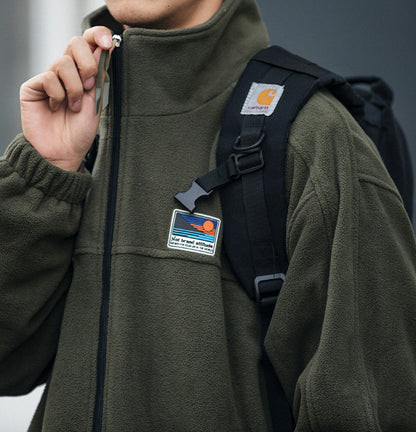 Fleece Padded Stand-Collar Zip Cardigan – Outdoor Oversized Unisex