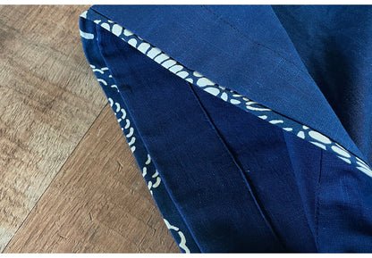 Indigo Dyed Loose Robe Jacket – Japanese Artisan Three-Quarter Sleeve Cardigan