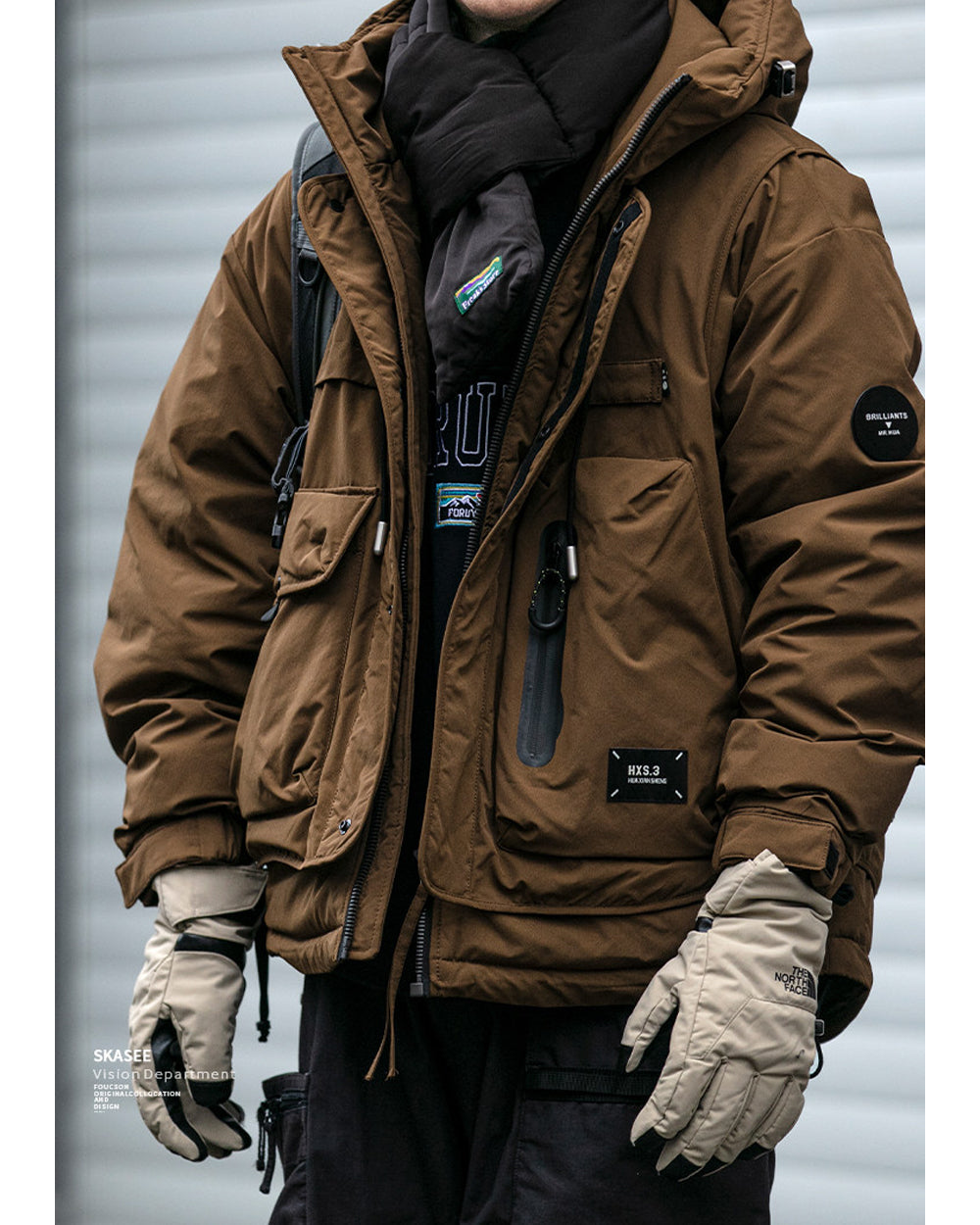90 White Duck Down Hooded Puffer Jacket – Loose Multi-Pocket Outdoor Winter Coat – Japanese vintage | yamalin clothes | Yamalinclothes