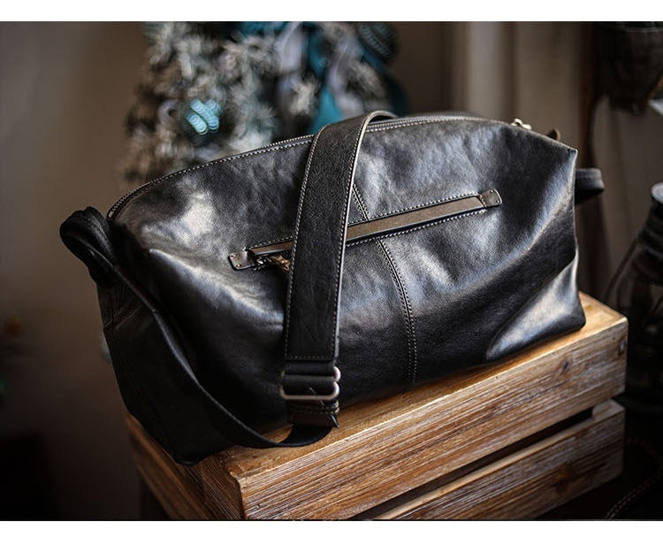 Vegetable-Tanned Cowhide Shoulder Bag – Men's Large Capacity Leather Messenger Bag