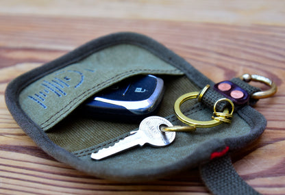 Vintage Canvas Key Pouch – Brass Hardware Artisan Gift – Japanese vintage | yamalin clothes | Yamalinclothes