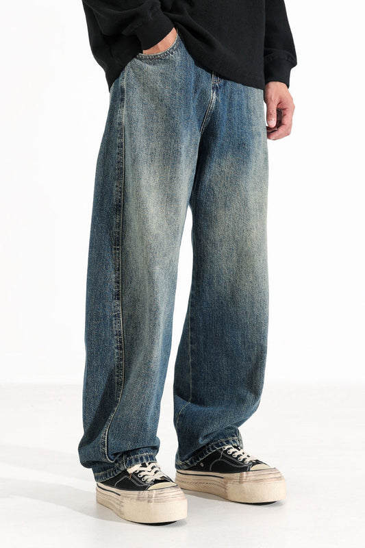 Curved-Leg Jeans – Vintage Wash & Baggy Fit | Yamalinclothes