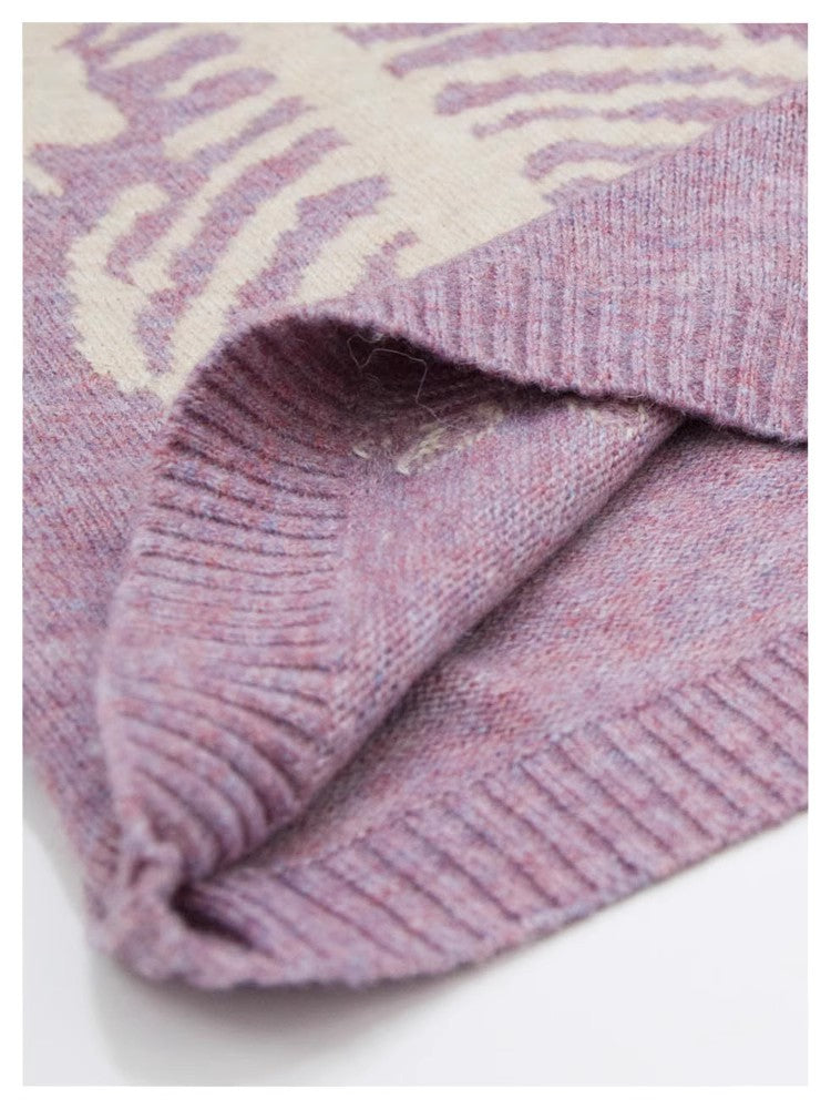 Japanese retro bone knitted sweater pullover