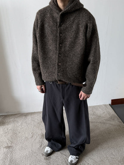 Heavyweight Hooded Knit Sweater – Wool Blend Unisex Cropped