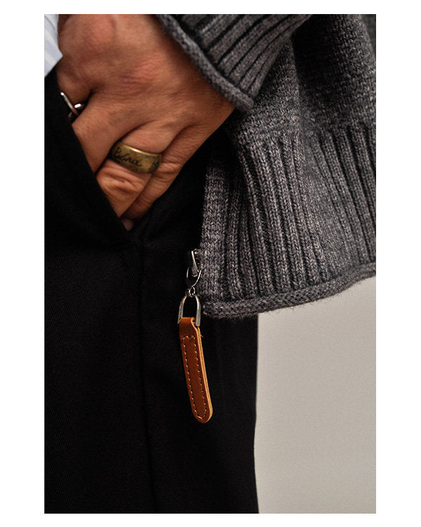 Half-Turtleneck Zip Knit Cardigan – Oversized Unisex Sweater – Japanese vintage | yamalin clothes | Yamalinclothes