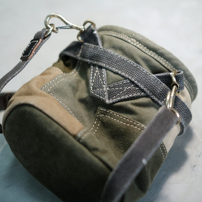 Heavy Military Canvas Patchwork Bucket Bag – Handmade Vintage Crossbody Shoulder Bag | Japanese vintage | yamalin clothes | Yamalinclothes