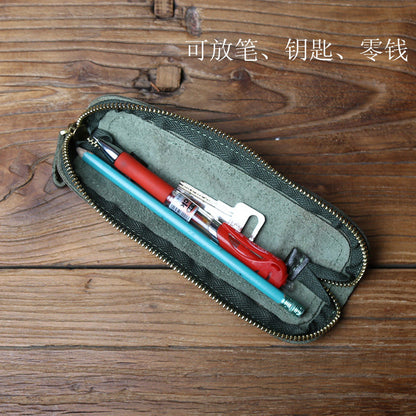 Vintage Top-Grain Cowhide Clutch Pouch – Unisex Leather Coin Bag