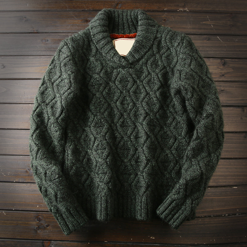 X07 Heavy hard goods 100/wool Italian custom foreign trade original order tail goods men's thick knitted sweater coat