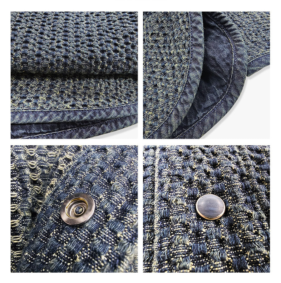 Draw-Dye Distressed Honeycomb Shirt Jacket – Japanese Vintage Loose Mid-Length Unisex – Coats Jackets | japanese streetwear | vintage workwear | unisex | Yamalinclothes