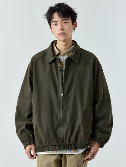 Zip-Front Jacket – Point Collar & Relaxed Fit | Yamalinclothes