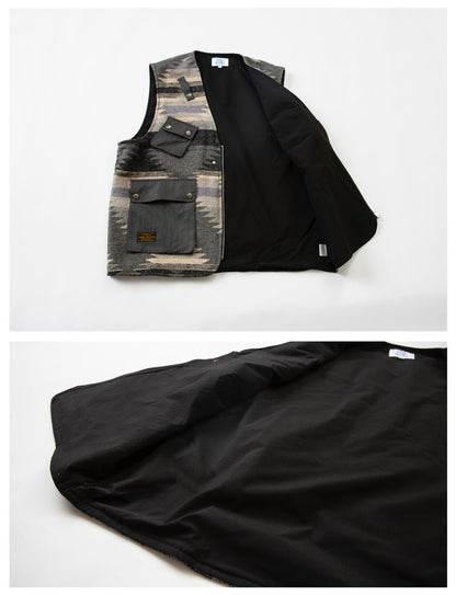 Ethnic Pattern Multi-Pocket Cargo Vest – Loose Fit Autumn Winter Versatile – Vest | japanese streetwear | vintage workwear | unisex | Yamalinclothes