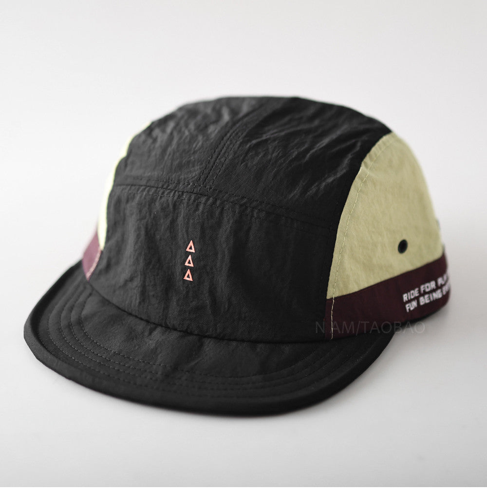 Quick-Dry Color-Block Short Brim Cap – Letter Print Sporty Unisex – cap | japanese streetwear | vintage workwear | unisex | Yamalinclothes