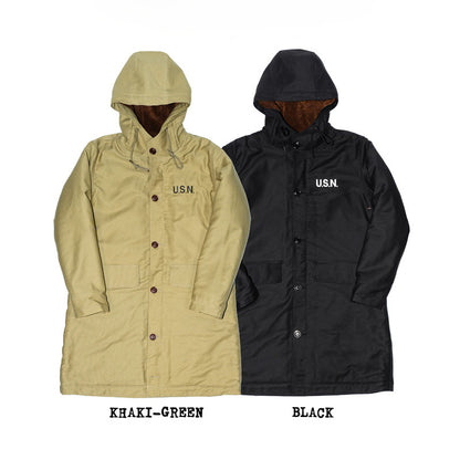Heavy Wool Hooded Deck Parka – Long Padded Military-Style Jacket